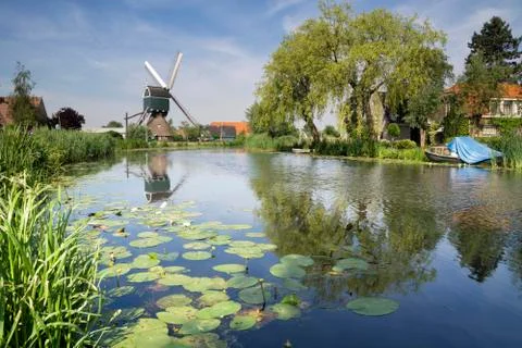 WIndmill on the Graafstroom river Stock Photos