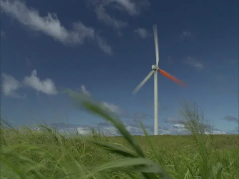 Windmill in Grassy Fiel Stock Footage 22243195