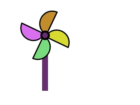 Windmill on the green field. Vector illustration in flat style. Stock Footage 267106227