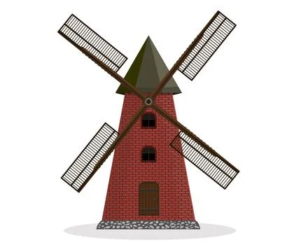 Windmill for grinding grain into flour. Stock Illustration
