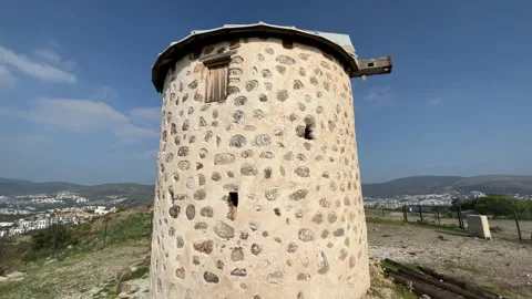 Windmill Gumbet Bodrum Stock Footage 236795715