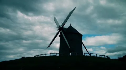 Windmill up on the hill Stock Footage 66534251