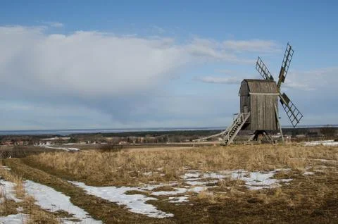 Windmill on a hill Stock Photos
