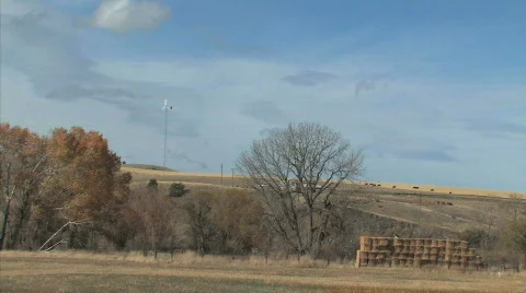 Windmill on hillside Stock Footage 90000