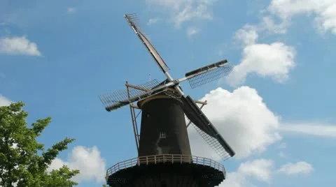 Windmill in Holland Stock Footage 11267751