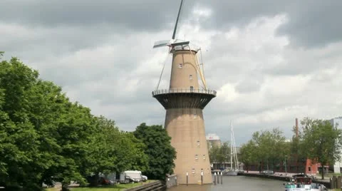 Windmill in Holland Stock Footage 11267828