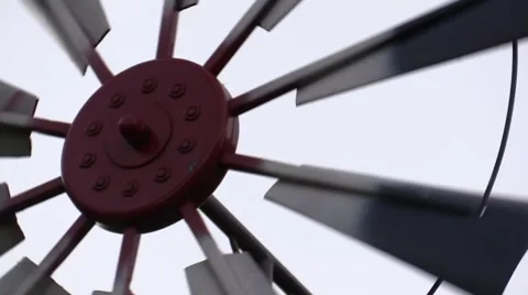 Windmill hub close up in wind with sound Stock Footage 52706325