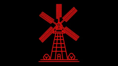 Windmill Icon Animation – Renewable Energy Symbol Stock Footage 310365078