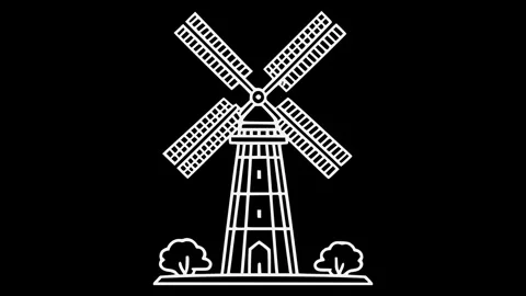 Windmill Icon Animation – Renewable Energy Symbol Stock Footage 310365081
