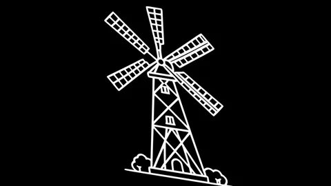 Windmill Icon Animation – Renewable Energy Symbol Stock Footage 310365118