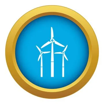 Windmill icon blue isolated Stock Illustration