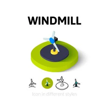 Windmill icon in different style Illustrazione stock