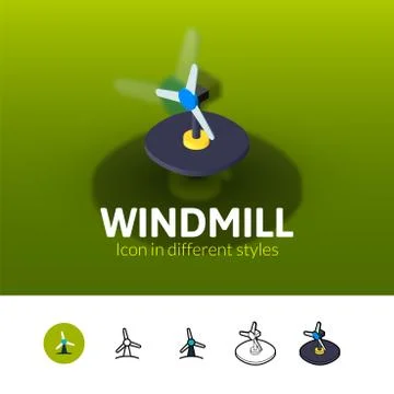 Windmill icon in different style Stock Illustration