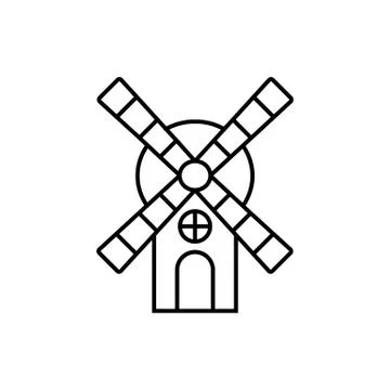 Windmill icon element of building icon for mobile concept and web apps. Thin  Ilustración de archivo