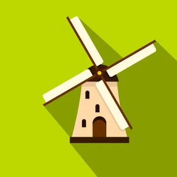 Windmill icon, flat style Ilustración de archivo