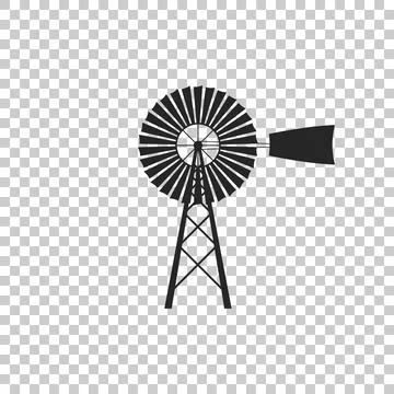 Windmill icon isolated on transparent background. Flat design. Vector Stock Illustration