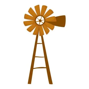 Windmill icon isolated on white background. Wooden rural windpump Vector 스톡 일러스트