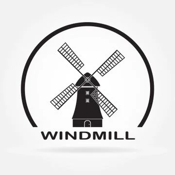 Windmill icon isolated on white background. Mill and Holland symbol. Vector illu Stock Illustration