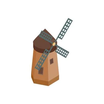 Windmill icon, isometric 3d style Stock Illustration