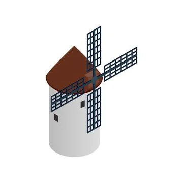 Windmill icon, isometric 3d style Stock Illustration