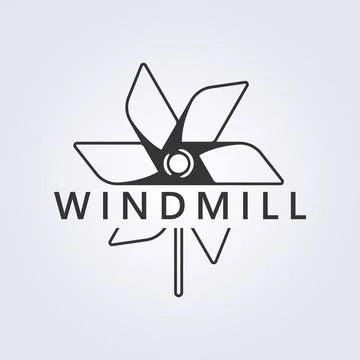 Windmill icon logo line art illustration template graphic background design Stock Illustration