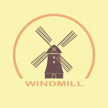 Windmill icon. Mill emblem and Holland symbol. Vector illustration. Stock Illustration