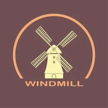 Windmill icon. Mill emblem and Holland symbol. Vector illustration. Stock Illustration
