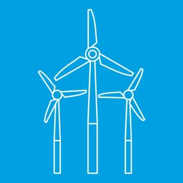 Windmill icon, outline style Stock Illustration