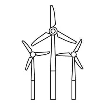 Windmill icon, outline style Stock Illustration