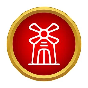 Windmill icon in red button minimal style イラスト素材