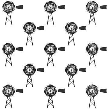 Windmill icon seamless pattern on white background. Flat design. Vector Stock Illustration