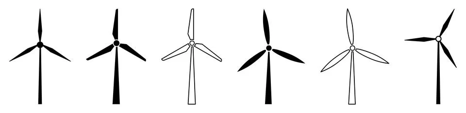 Windmill icon set Illustrazione stock