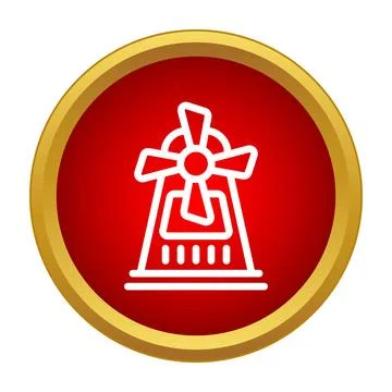 Windmill icon symbolizing renewable energy production and agriculture Stock Illustration
