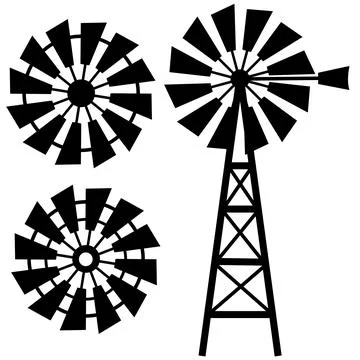 Windmill icon on white background. farm house sign. farm windmill symbol. Stock Illustration