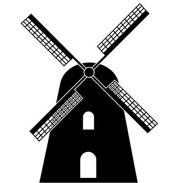 Windmill icon on white background. windmill black sign. flat style. Stock-Illustration