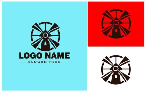 Windmill icon Wind turbine Wind pump Wind charger flat logo sign symbol edi.. Stock Illustration