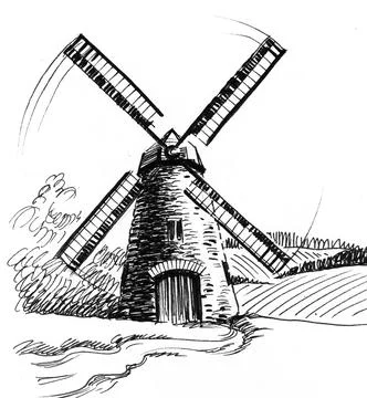Windmill Stock Illustration