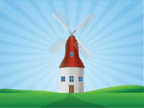 Windmill illustration Stock Illustration