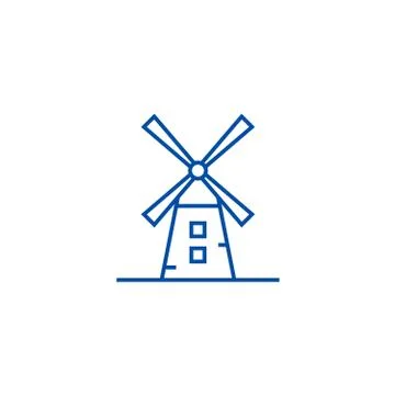Windmill illustration line icon concept. Windmill illustration flat vector Stockillustratie
