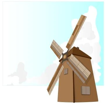 Windmill illustration. Retro. Vector. Stock Illustration