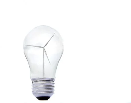 A windmill inside a lightbulb, energy concervation concept Stock Photos