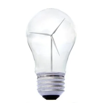 A windmill inside a lightbulb, energy concervation concept Stock Photos