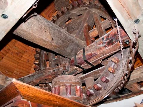 Windmill internal mechanism Stock Photos
