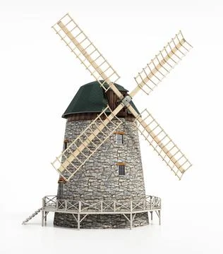 Windmill isolated on white background. 3D illustration Stock Illustration