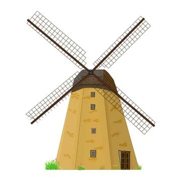 Windmill isolated on white background. Stock Illustration