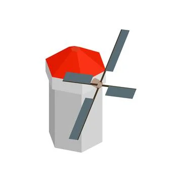 Windmill isometric 3d icon Stock Illustration