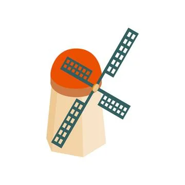 Windmill isometric 3d icon Stock Illustration