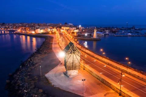 Windmill on the isthmus in Nessebar Stock-Fotos