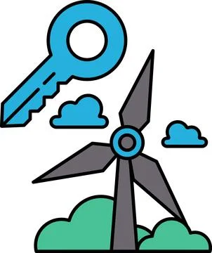 A windmill with a key on top of it Stock Illustration