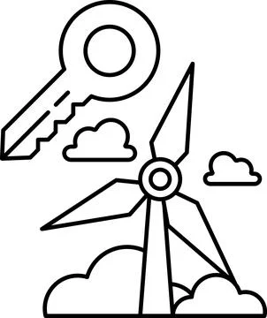 A windmill with a key on top of it Stock Illustration